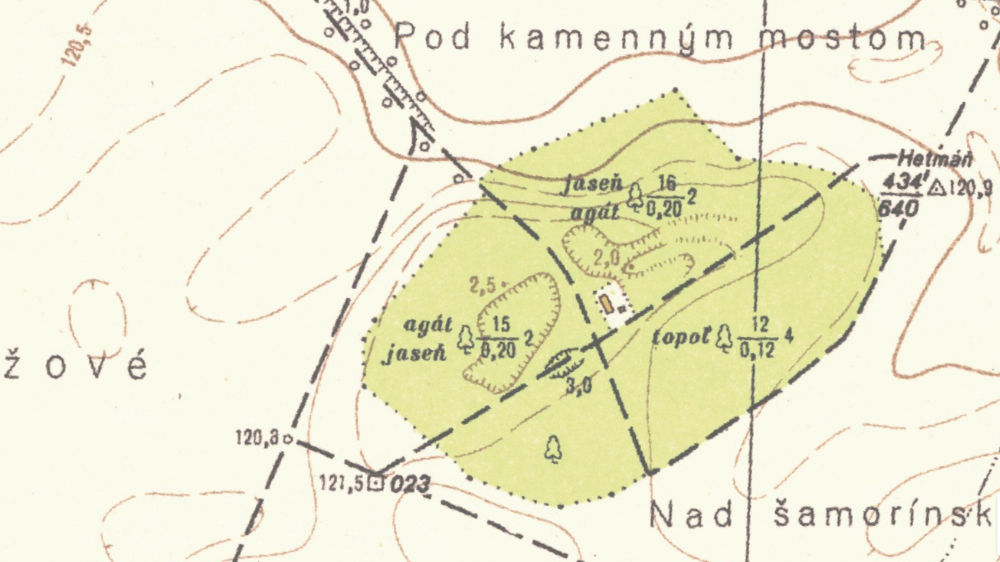 Hetméň na mape z roku 1964