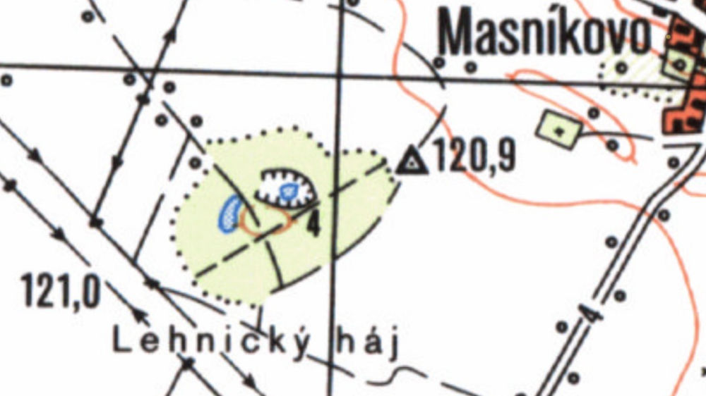 Lehnický háj na mape z roku 1990