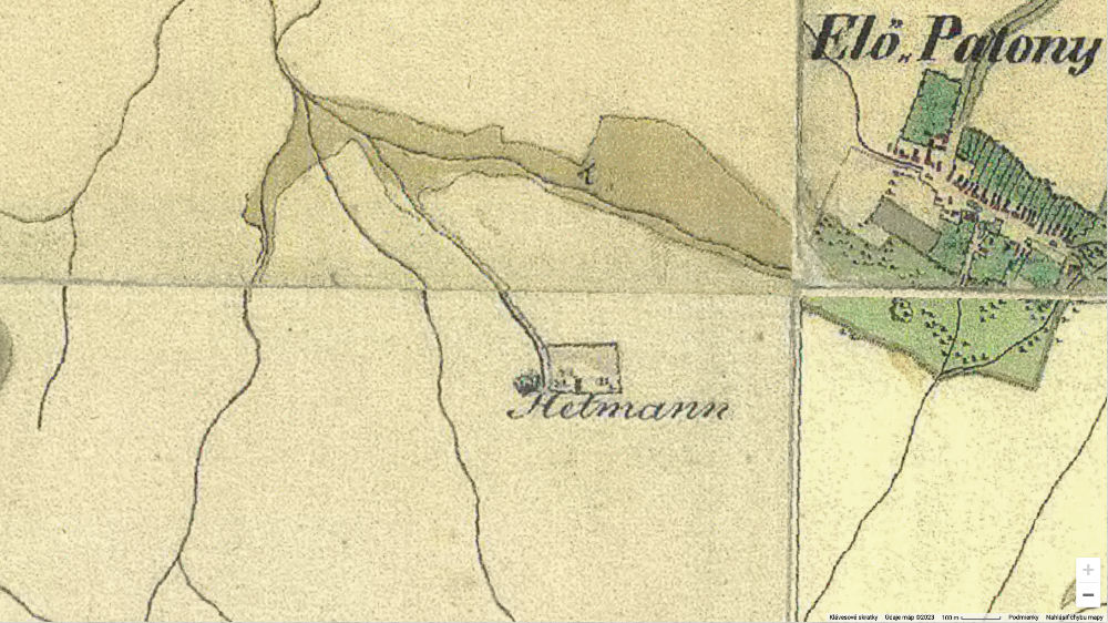 Lehnický Hetméň na vojenskej mape z roku 1889