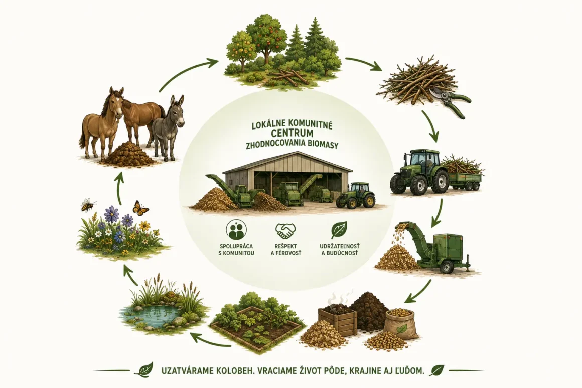 lokalne centrum zhodnocovania biomasy Komunitný projekt OZ vidiecky sen – Lokálne komunitné centrum zhodnocovania biomasy - Schéma